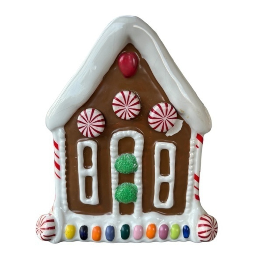 Vintage Teleflora Gingerbread House Ceramic Container